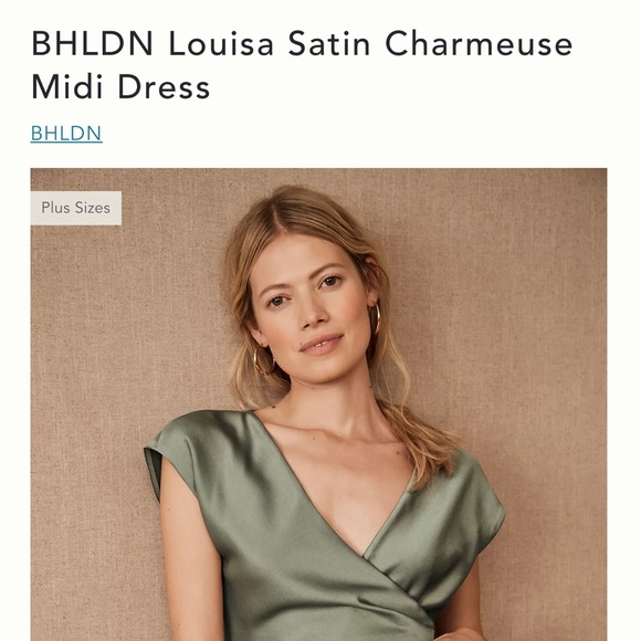 BHLDN Louisa Satin Charmeuse Midi Dress